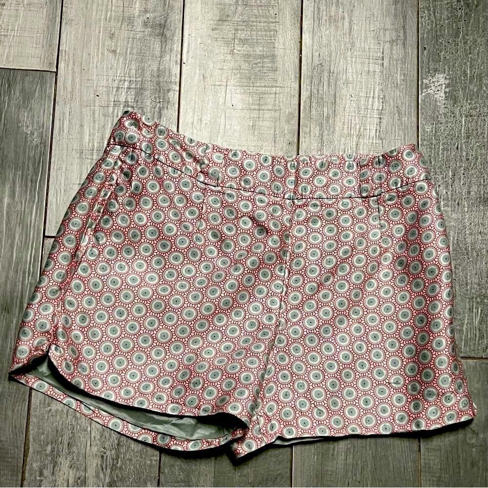 RAOUL Silk Cotton Blend Pink Blue Circle Geometric Print 3” shorts pockets 8 M